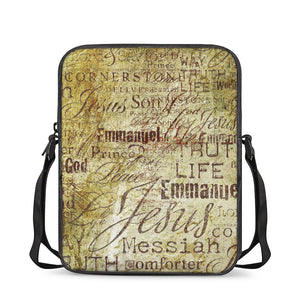 Old Religious Words Print Rectangular Crossbody Bag