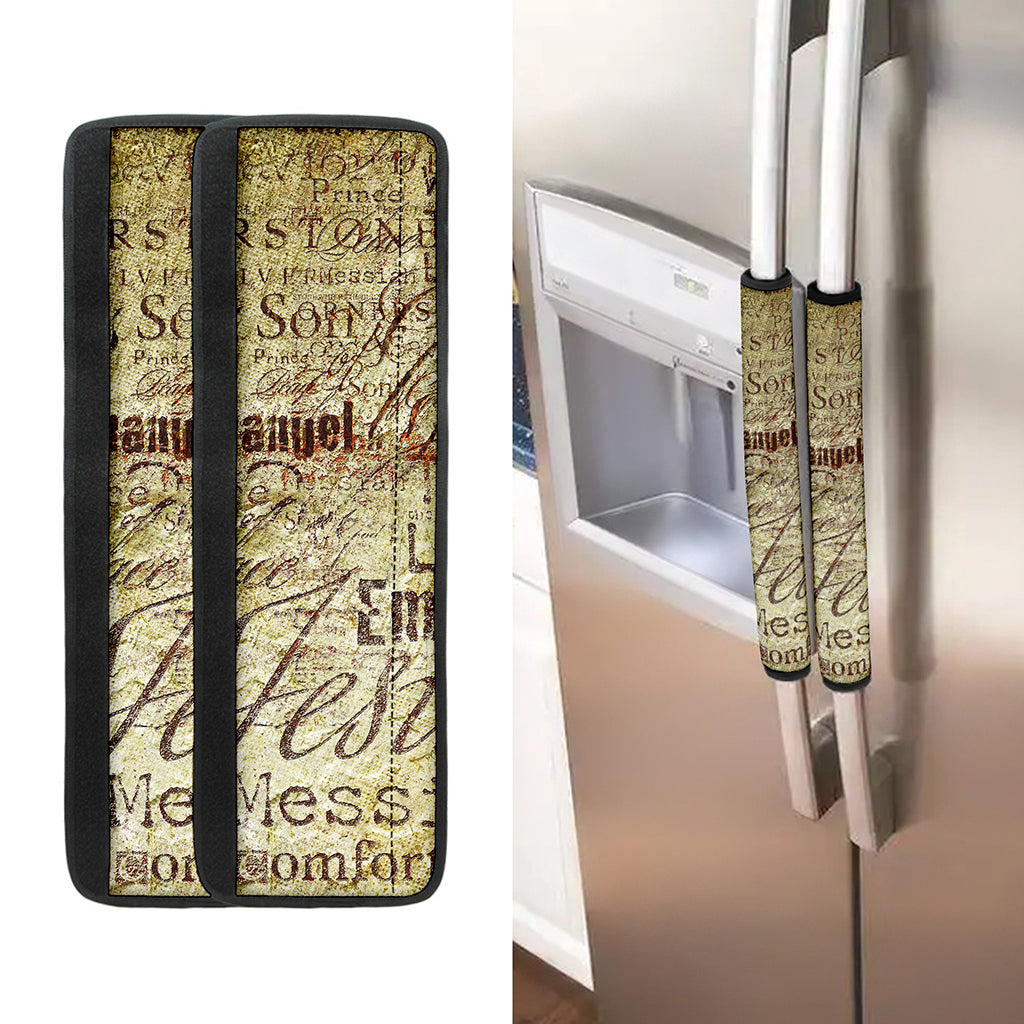 Old Religious Words Print Refrigerator Handle Covers