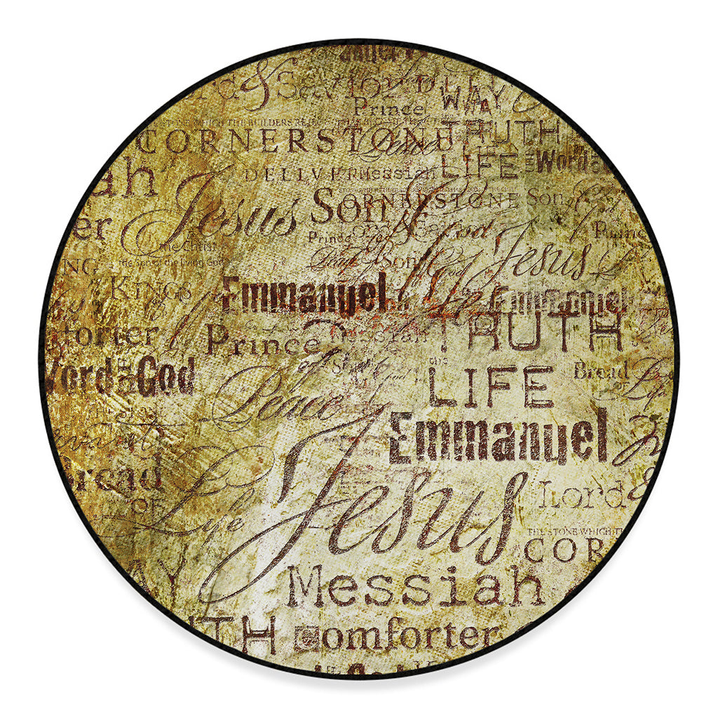 Old Religious Words Print Round Floor Mat