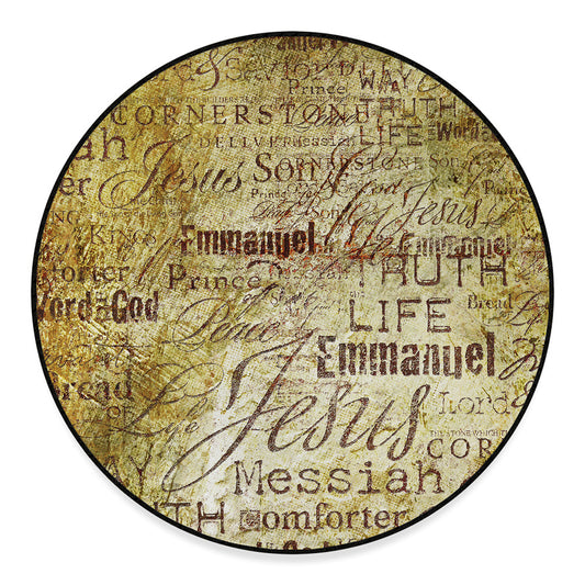 Old Religious Words Print Round Floor Mat