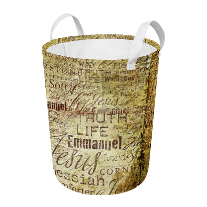 Old Religious Words Print Round Laundry Basket