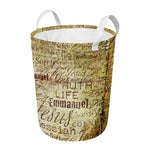 Old Religious Words Print Round Laundry Basket