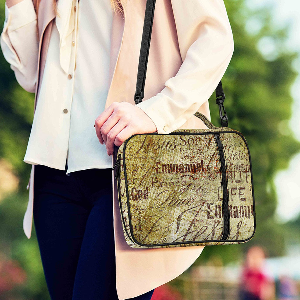 Old Religious Words Print Shoulder Strap Bible Bag