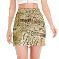 Old Religious Words Print Side Slit Mini Skirt