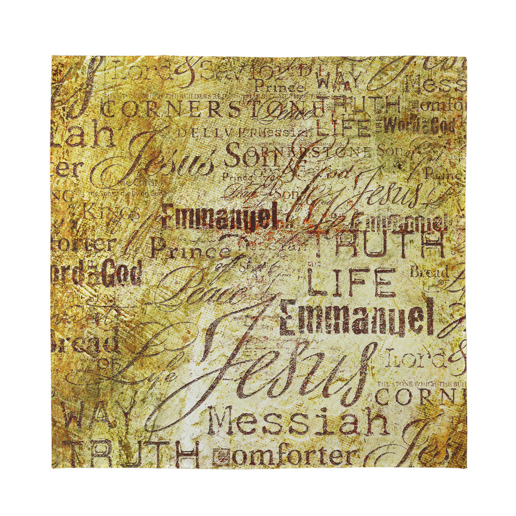 Old Religious Words Print Silk Bandana