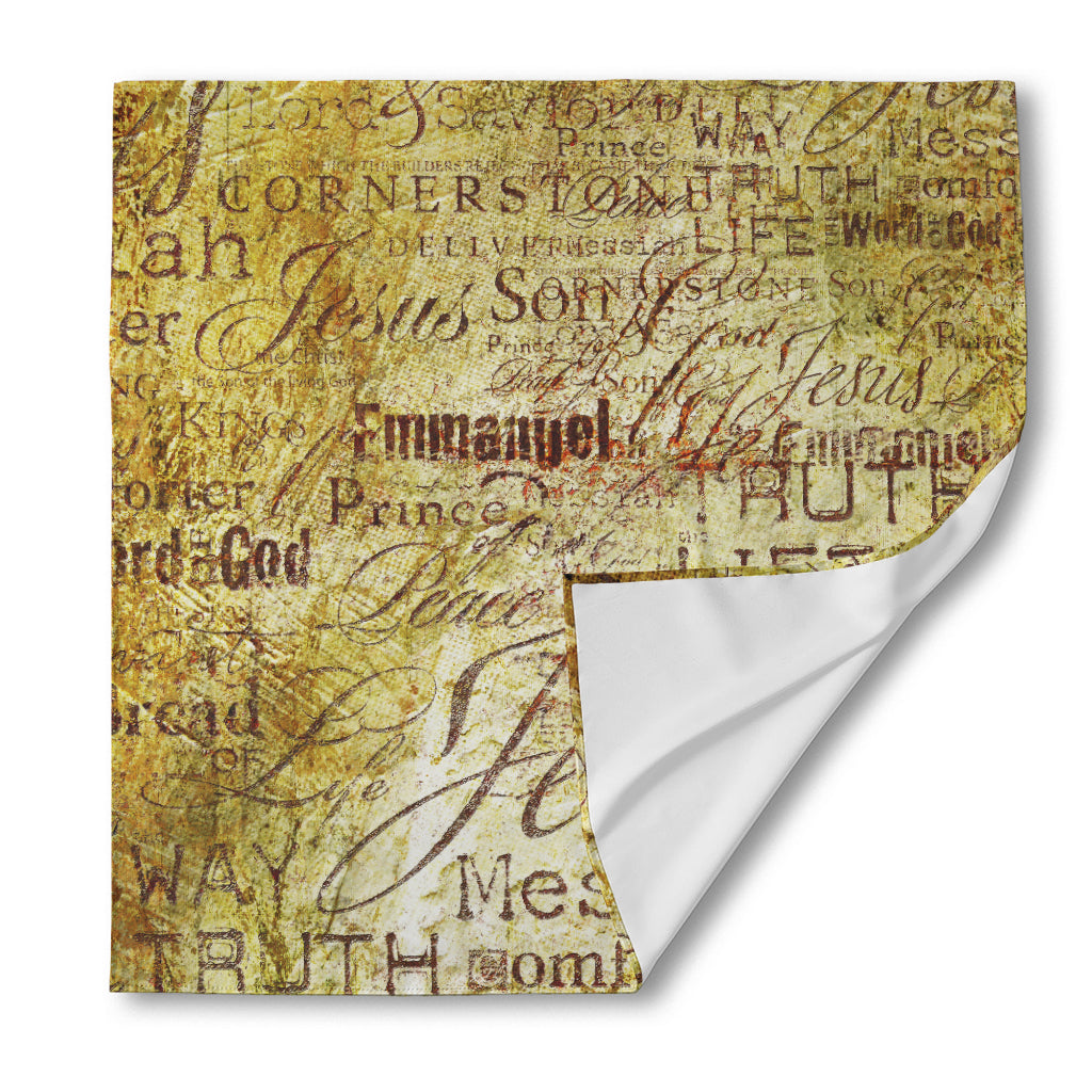 Old Religious Words Print Silk Bandana