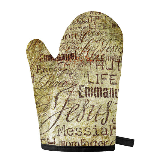 Old Religious Words Print Single Oven Mitt