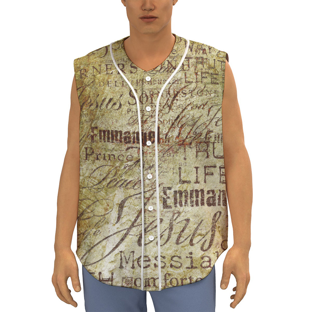 Old Religious Words Print Sleeveless Baseball Jersey