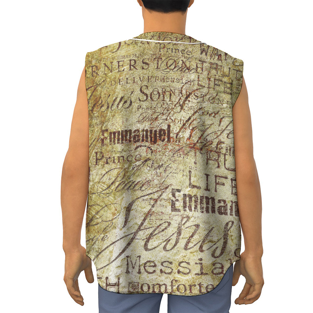 Old Religious Words Print Sleeveless Baseball Jersey