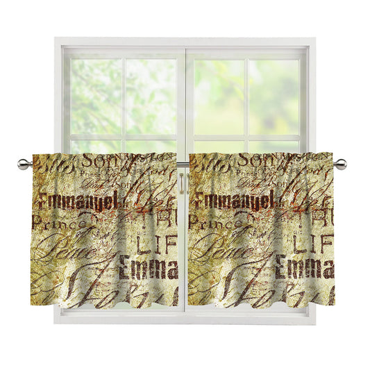 Old Religious Words Print Tier Curtains