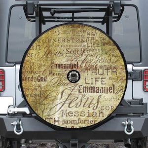 Old Religious Words Print Tire Cover With Camera Hole