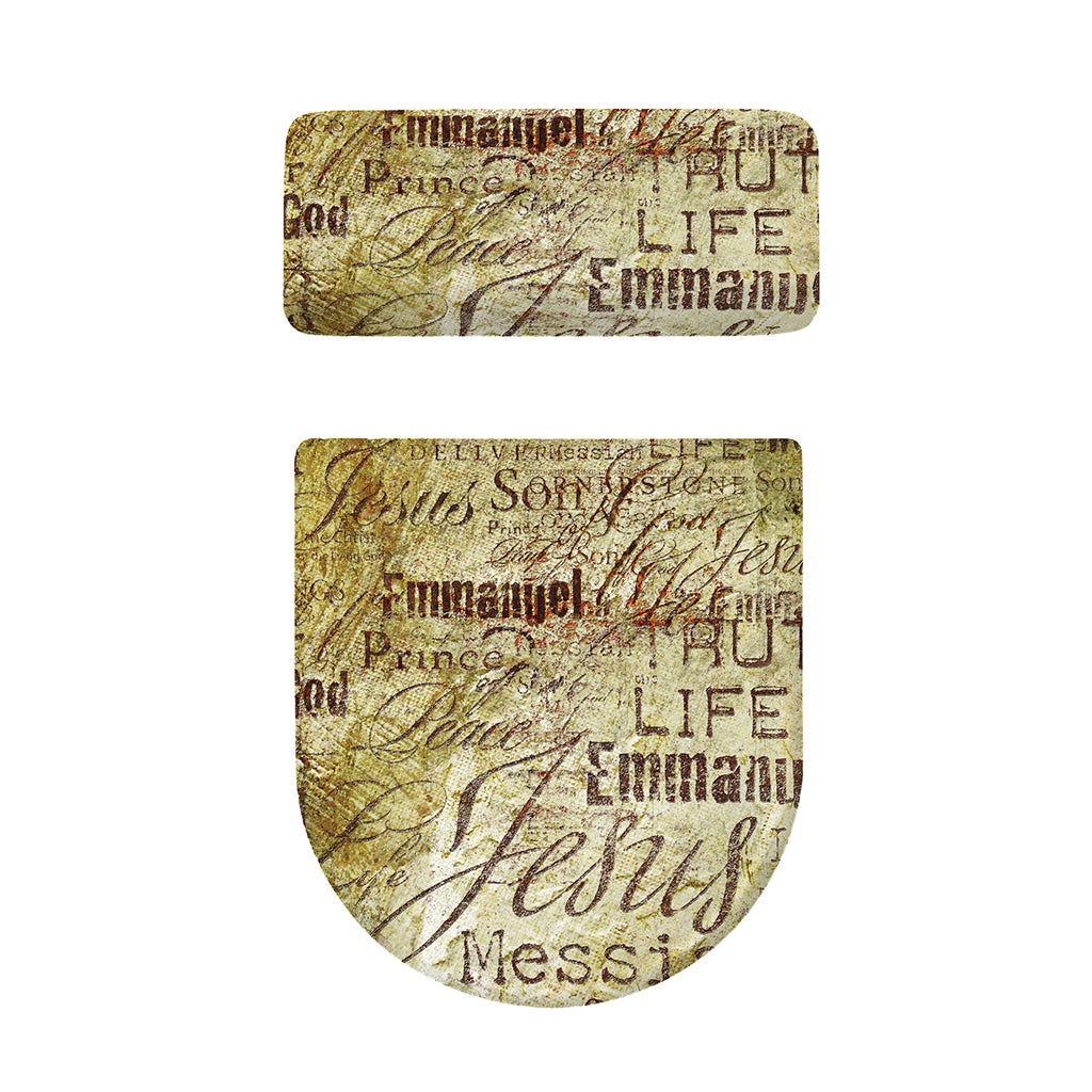 Old Religious Words Print Toilet Lid And Tank Cover Set