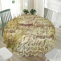 Old Religious Words Print Waterproof Round Tablecloth