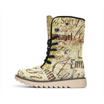 Old Religious Words Print Winter Boots