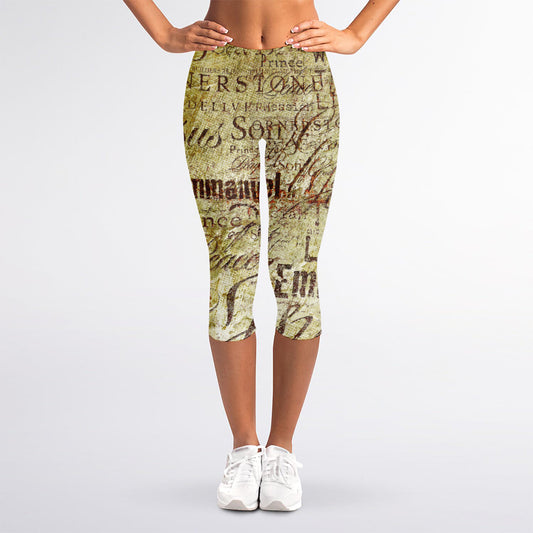 Old Religious Words Print Women's Capri Leggings