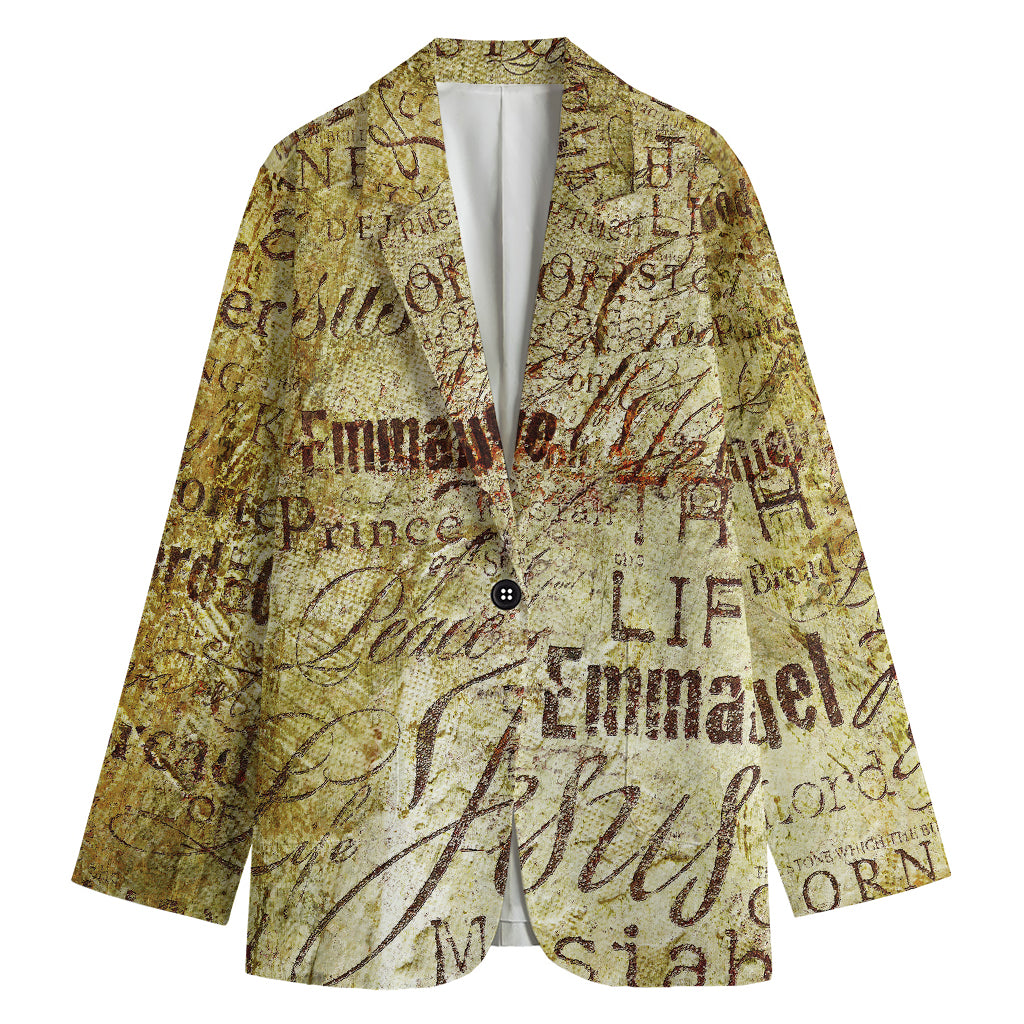 Old Religious Words Print Women's Cotton Blazer