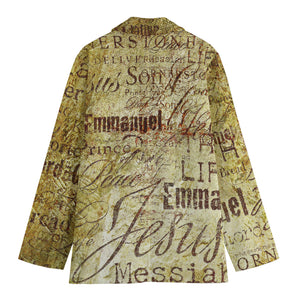 Old Religious Words Print Women's Cotton Blazer