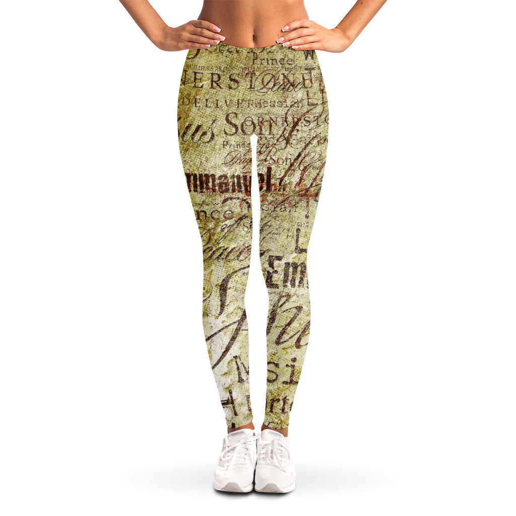 Old Religious Words Print Women's Leggings