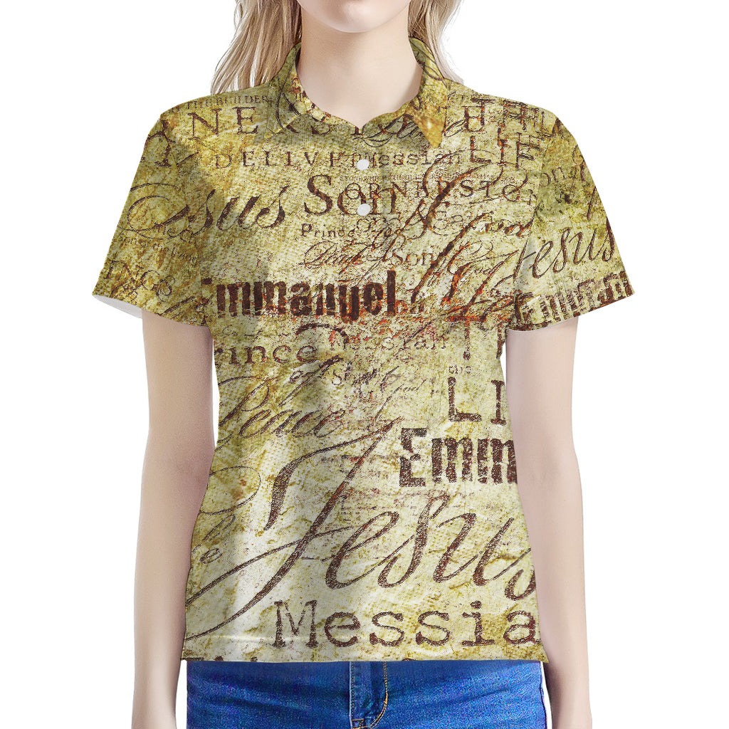 Old Religious Words Print Women's Polo Shirt