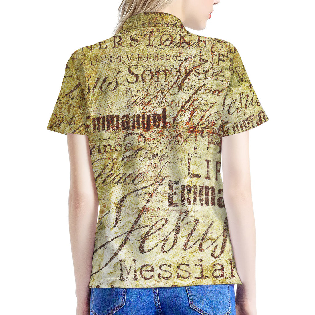 Old Religious Words Print Women's Polo Shirt