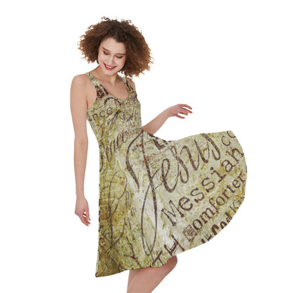Old Religious Words Print Women's Sleeveless Dress