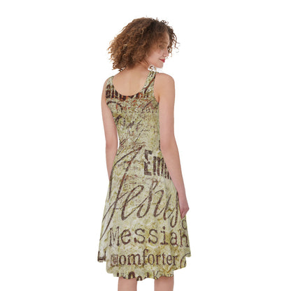 Old Religious Words Print Women's Sleeveless Dress