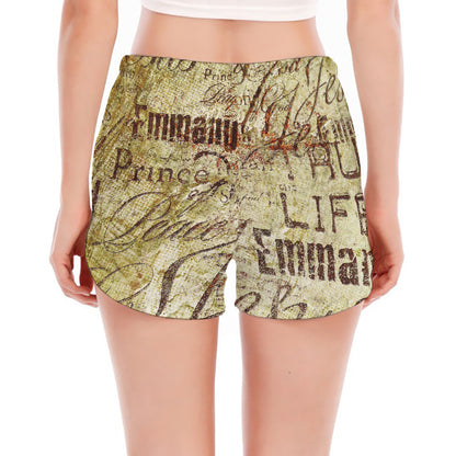 Old Religious Words Print Women's Split Running Shorts