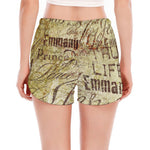 Old Religious Words Print Women's Split Running Shorts