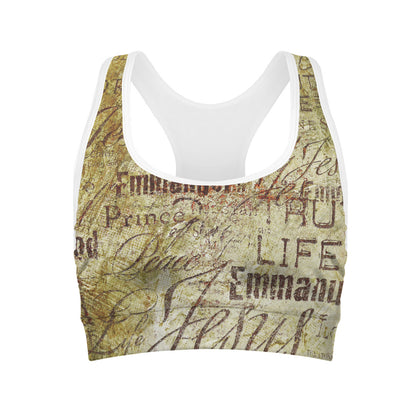 Old Religious Words Print Women's Sports Bra