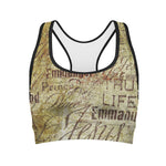 Old Religious Words Print Women's Sports Bra