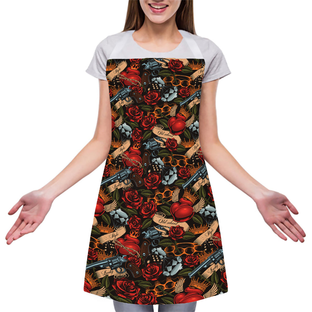 Old School Tattoo Print Adjustable Apron