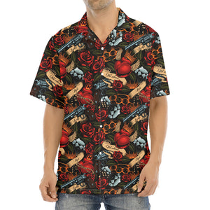 Old School Tattoo Print Aloha Shirt