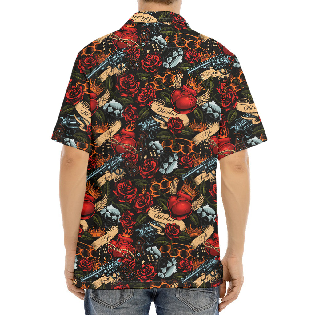 Old School Tattoo Print Aloha Shirt