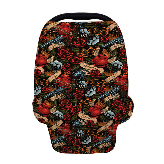 Old School Tattoo Print Baby Seat Cover