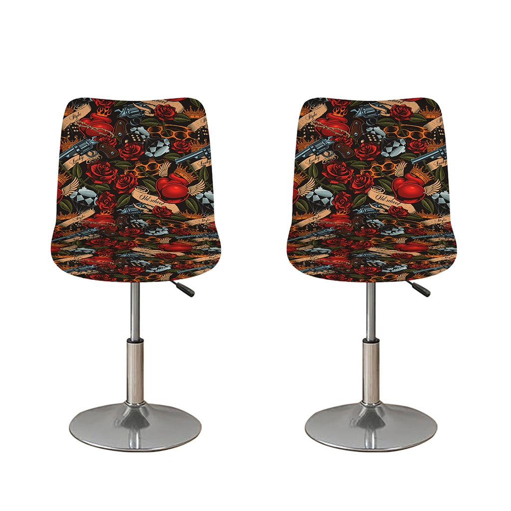 Old School Tattoo Print Bar Stool Covers