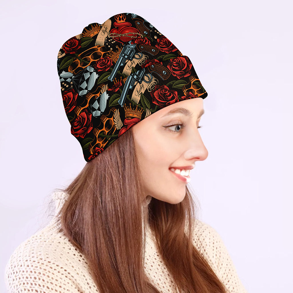 Old School Tattoo Print Beanie