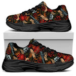 Old School Tattoo Print Black Chunky Shoes