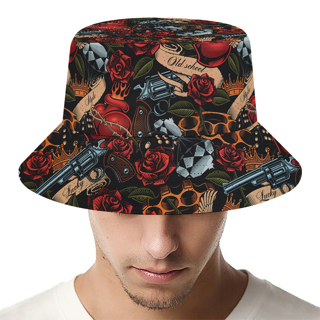 Old School Tattoo Print Bucket Hat