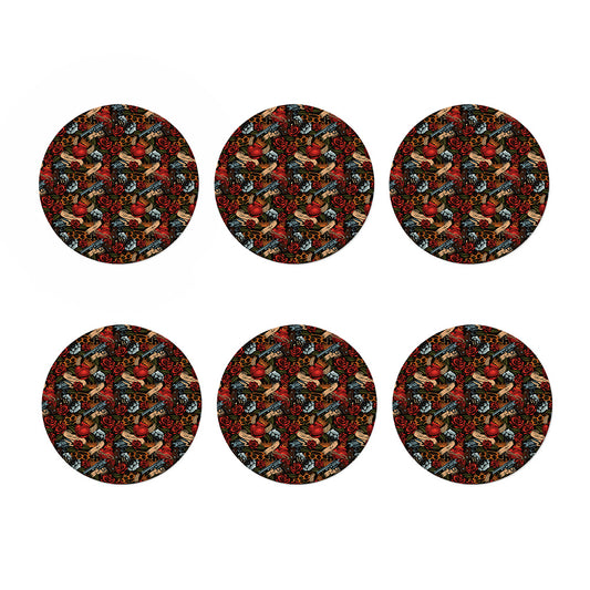 Old School Tattoo Print Coaster Set