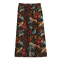 Old School Tattoo Print Cotton Front Slit Maxi Skirt