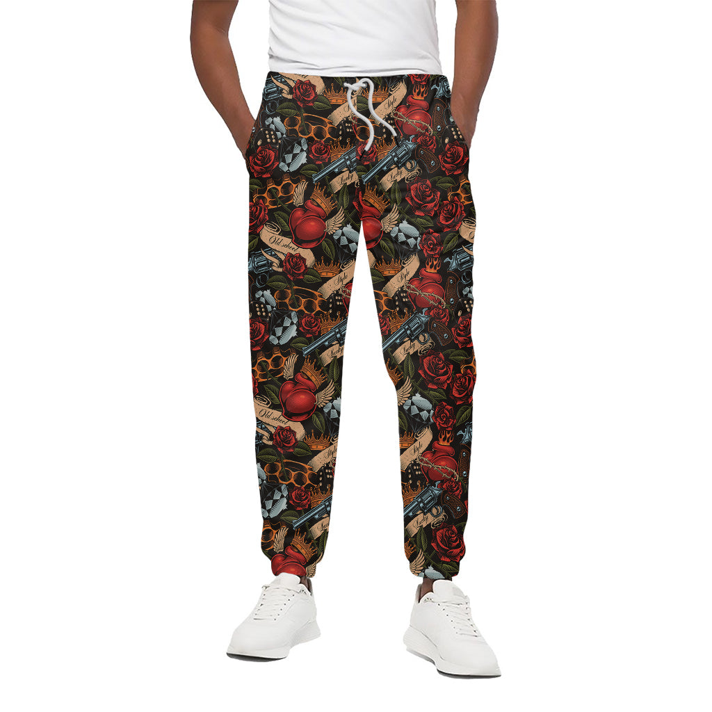 Old School Tattoo Print Cotton Pants