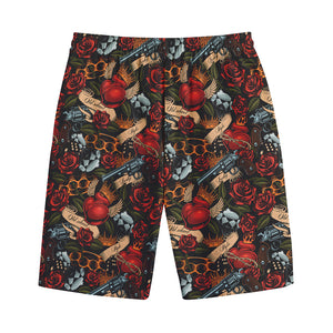 Old School Tattoo Print Cotton Shorts