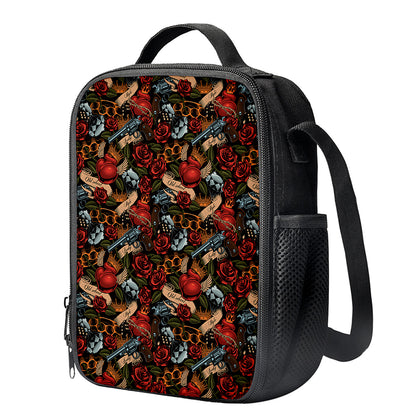 Old School Tattoo Print Crossbody Lunch Bag