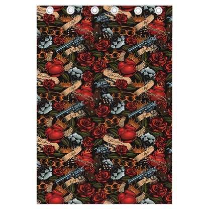 Old School Tattoo Print Curtain