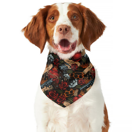 Old School Tattoo Print Dog Bandana