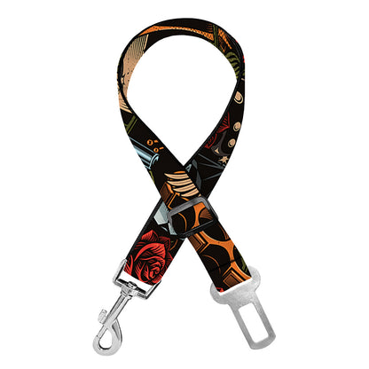 Old School Tattoo Print Dog Seat Belt