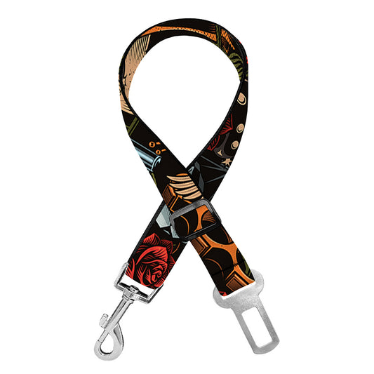Old School Tattoo Print Dog Seat Belt