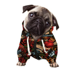Old School Tattoo Print Dog Zip Up Hoodie