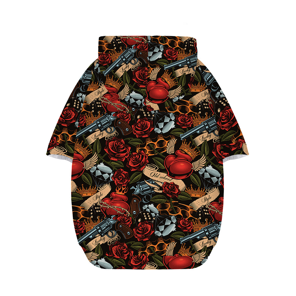Old School Tattoo Print Dog Zip Up Hoodie