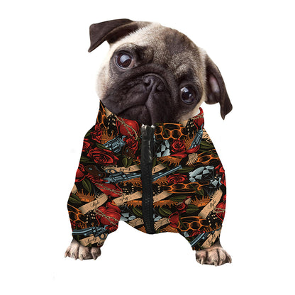 Old School Tattoo Print Dog Zip Up Jacket